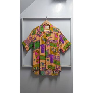 トラサルディ(Trussardi)の90’s TRUSSARDI 総柄 オープンカラー レーヨンシャツ サイズ5(シャツ/ブラウス(半袖/袖なし))