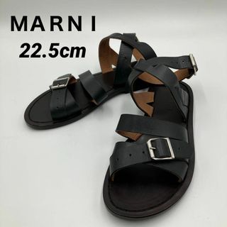 マルニ(Marni)の【美品】マルニ　フスベット ストラップサンダル　レザー　22.5(サンダル)