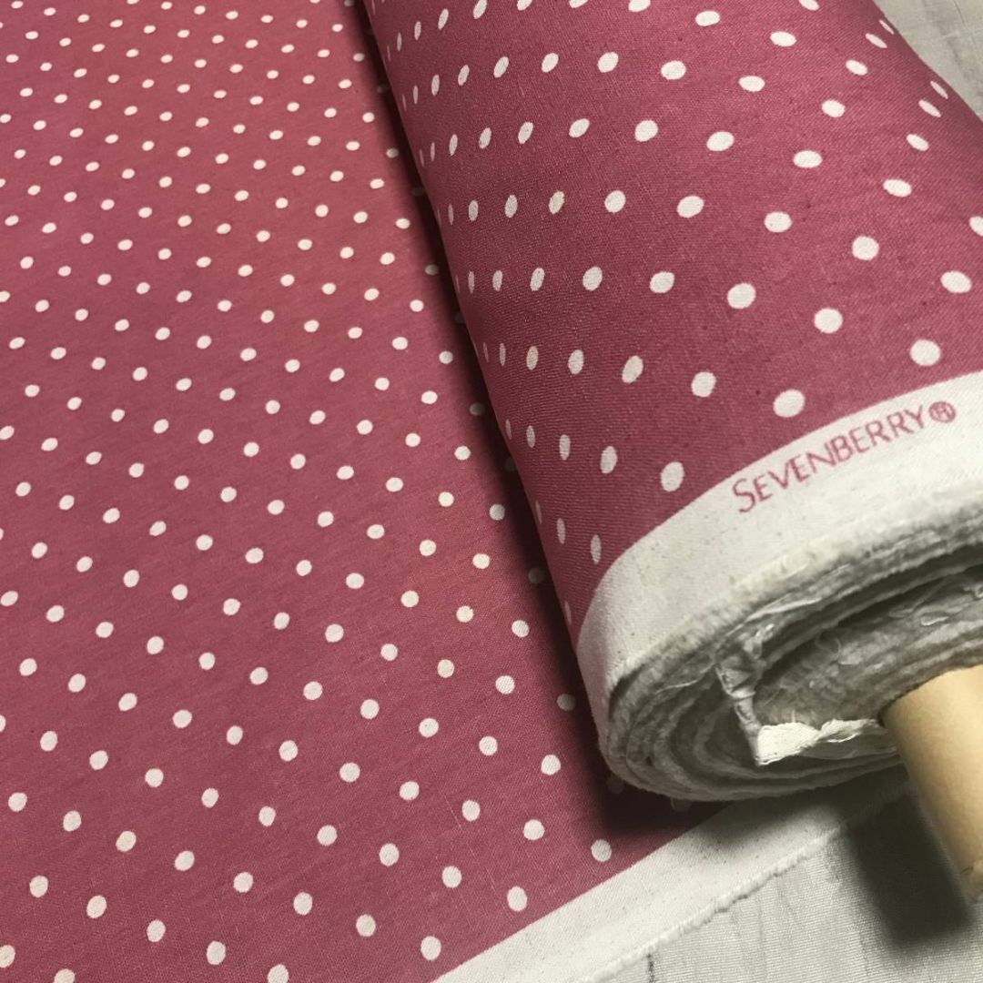 綿麻キャンバス♪ドット柄☆くすみピンク ハンドメイドの素材/材料(生地/糸)の商品写真