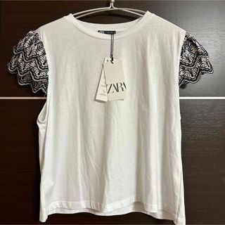 ZARA - お値下げ！ZARA 新品タグ付き　肩のデザインが素敵なTシャツ