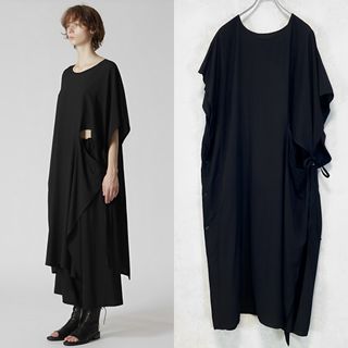 Y's RAYON BROAD LEFT SLASH FRENCH DRESS