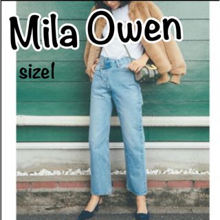 ミラオーウェン(Mila Owen)のMila Owenミラオーウェン フロントクロスストレートデニムパンツ1★ブルー(デニム/ジーンズ)