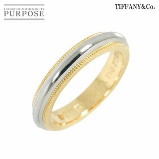 ティファニー(Tiffany & Co.)のティファニー TIFFANY&Co. ミルグレイン バンド 5号 リング 幅3.5mm プラチナ Pt K18 YG イエローゴールド 750 指輪 VLP 90231163(リング(指輪))