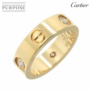 カルティエ(Cartier)のカルティエ Cartier ラブ #52 リング ハーフ ダイヤ 3P K18 YG イエローゴールド 750 指輪 VLP 90232440(リング(指輪))