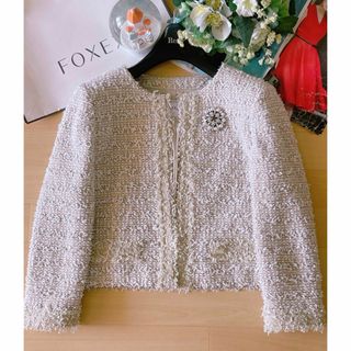 フォクシー(FOXEY)の極美品！FOXEYツイードノーカラージャケット 40 Rene foxey(ノーカラージャケット)