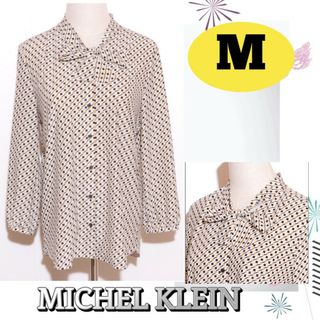 エムケーミッシェルクラン(MK MICHEL KLEIN)の★美品★ミッシェルクラン トップス ブラウス 総柄 リボン イエロー M(シャツ/ブラウス(長袖/七分))