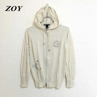 ゾーイ(ZOY)のゾーイ ZOY フード付きパーカー 刺繍  M ベージュ(パーカー)