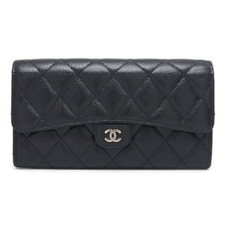 CHANEL - シャネル CHANEL マトラッセ ロングフラップウォレット 長財布 ブラック