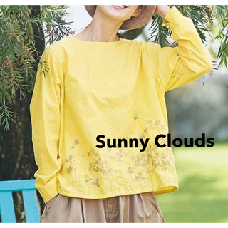 サニークラウズ(Sunny clouds（FELISSIMO）)のサニークラウズ　チュニック　刺繍　シロツメ草　ゆったりサイズ　オーバーサイズ(カットソー(長袖/七分))