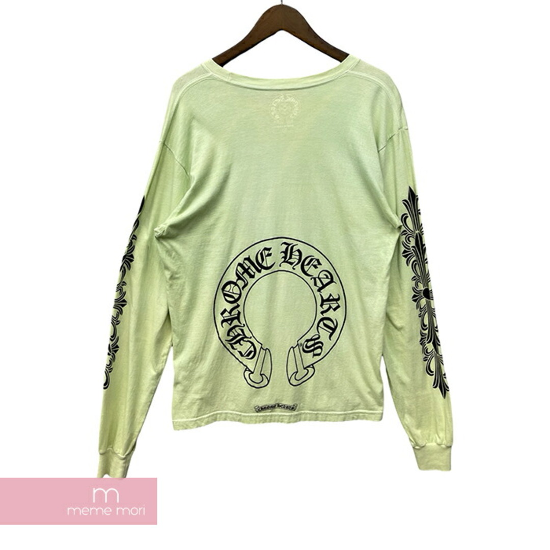 Chrome Hearts(クロムハーツ)のCHROME HEARTS Miami Horseshoe L/S Tee クロムハーツ ホースシューロングスリーブTシャツ 長袖カットソー ロンT 袖フローラルプリント マイアミ限定 ミントグリーン  サイズL【240520】【中古-B】【me04】 メンズのトップス(Tシャツ/カットソー(半袖/袖なし))の商品写真