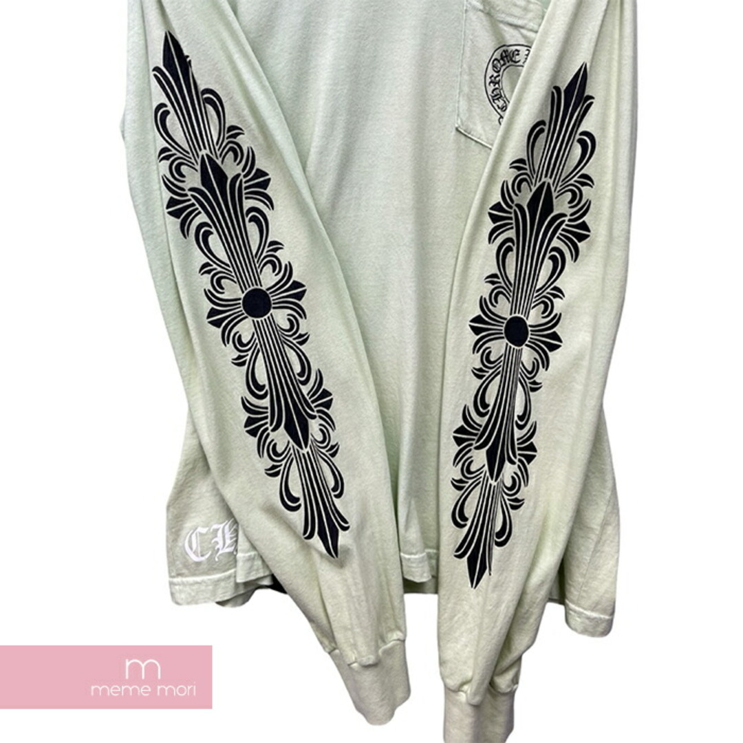 CHROME HEARTS Miami Horseshoe L/S Tee クロムハーツ ホースシューロングスリーブTシャツ 長袖カットソー ロンT 袖フローラルプリント マイアミ限定 ミントグリーン サイズL【240520】【中古-B】【me04】 CHROME HEARTS Miami Horseshoe L/S Tee クロムハーツ ホースシューロングスリーブTシャツ 長袖カットソー ロンT 袖フローラルプリント マイアミ限定 ミントグリーン サイズL【240520】【中古-B】【me04】