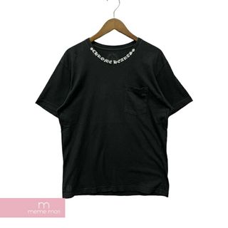 クロムハーツ(Chrome Hearts)のCHROME HEARTS Back Horseshoe Neck Logo Tee クロムハーツ バックホースシューネックロゴTシャツ 半袖カットソー ポケT プリント ブラック×ホワイト サイズL【240520】【中古-B】【me04】(Tシャツ/カットソー(半袖/袖なし))