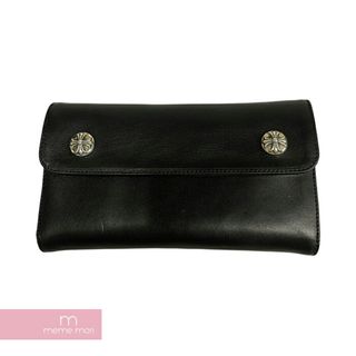 クロムハーツ(Chrome Hearts)のCHROME HEARTS Wave Cross Ball Wallet クロムハーツ ウェーブクロスボールウォレット 三つ折り長財布 レザー ダガージップ ブラック【240520】【中古-A】【me04】(折り財布)