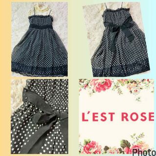 L'EST ROSE - レストローズ★美品★リボン取り外し可★ドット柄お嬢様ワンピース