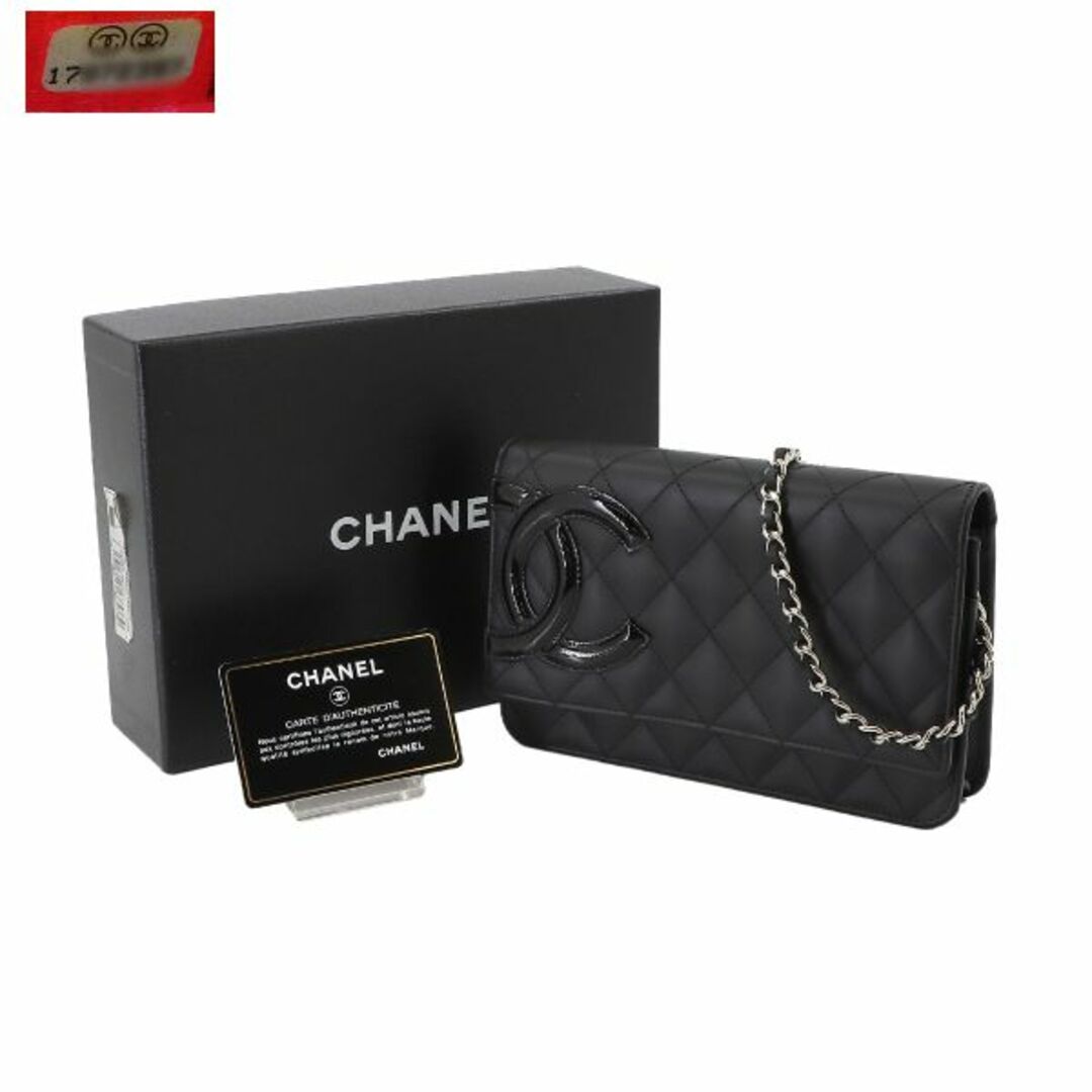 CHANEL(シャネル)の未使用 展示品 シャネル CHANEL カンボンライン チェーン ウォレット 二つ折り 長財布 レザー エナメル ブラック A46646 VLP 90232182 レディースのファッション小物(財布)の商品写真