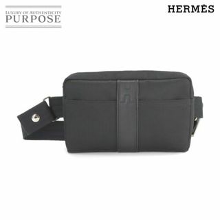 エルメス(Hermes)の新品同様 エルメス HERMES アカプルコ ウエスト ポーチ ボディ バッグ トワルシェブロン レザー ブラック VLP 90233231(ボディーバッグ)