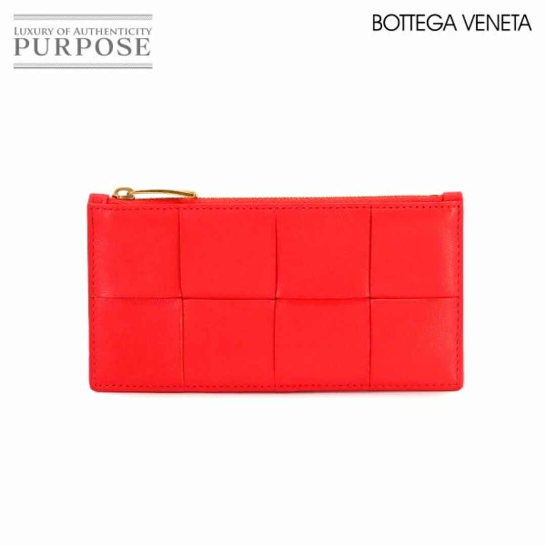 Bottega Veneta(ボッテガヴェネタ)のボッテガ ヴェネタ BOTTEGA VENETA イントレチャート カセット ロングファスナー カードケース レザー レッド 749460 VLP 90233307 レディースのファッション小物(パスケース/IDカードホルダー)の商品写真