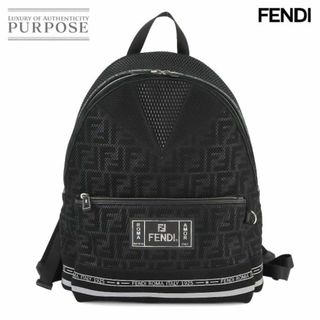 フェンディ(FENDI)の未使用 展示品 フェンディ FENDI ズッカ柄 バックパック リュックサック ポリエステル レザー ブラック 7VZ042 シルバー 金具 VLP 90233816(バッグパック/リュック)