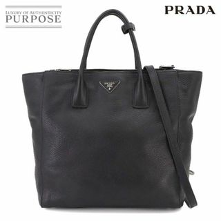 プラダ(PRADA)のプラダ PRADA 2way トート ショルダー バッグ レザー ブラック シルバー 金具 VLP 90233912(トートバッグ)