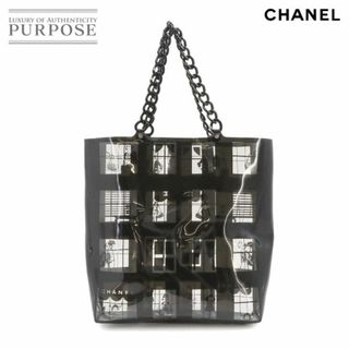 シャネル(CHANEL)のシャネル CHANEL ウィンドウズ ライン プラチェーン トート バッグ ビニール ブラック クリア シルバー 金具 VLP 90233951(トートバッグ)