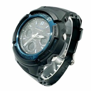 カシオ(CASIO)のCASIO カシオ G-SHOCK ジーショック 電波ソーラー AWG-M100A-1AJF ブラック ブルー メンズ レディース 樹脂バンド デジタル アナログ アナデジ(腕時計(アナログ))