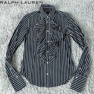 ラルフローレン(Ralph Lauren)のラルフローレン Ralph Lauren フリル 長袖 シャツ ストライプ 黒(シャツ/ブラウス(長袖/七分))