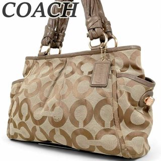 コーチ(COACH)のコーチ トートバッグ ハンドバッグ ブラウン キャンバス レザー A4収納可(トートバッグ)