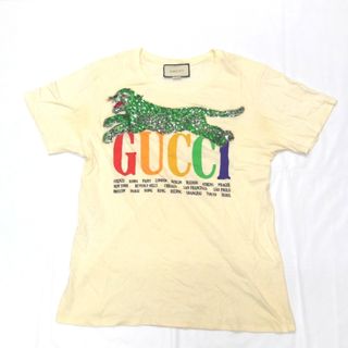 グッチ 半袖シャツ スパンコール タイガー ロゴ 492347 ベージュ系×マルチカラー #S メンズ GUCCI NA6165 中古