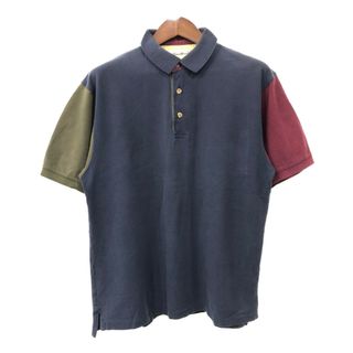 エディーバウアー(Eddie Bauer)の90年代 Eddie Bauer エディーバウアー ポロシャツ アウトドア ネイビー (メンズ M) 中古 古着 Q7322(ポロシャツ)