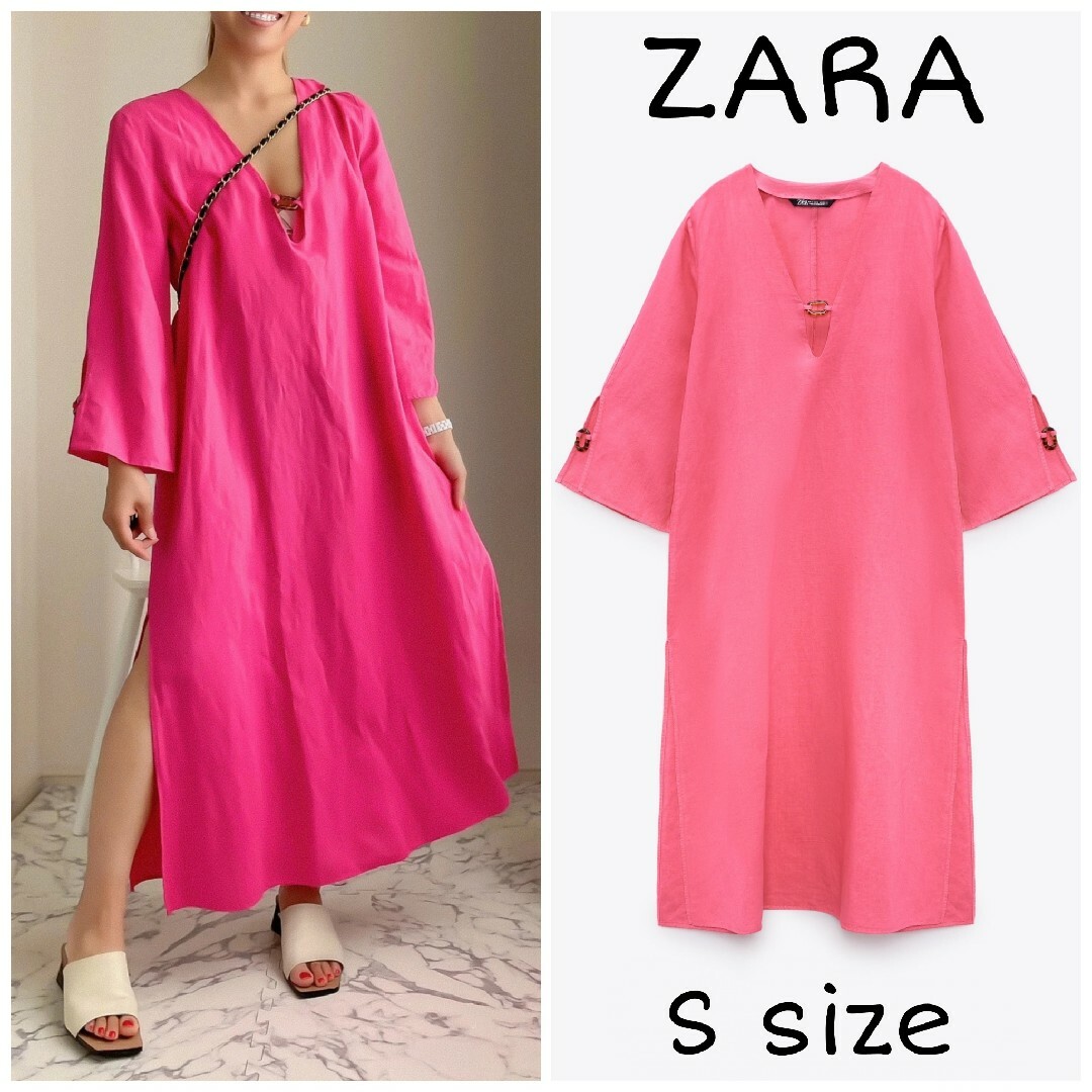 ZARA - ZARA リネンブレンド チュニック ワンピース Sサイズ ZARA - ZARA リネンブレンド チュニック ワンピース Sサイズ