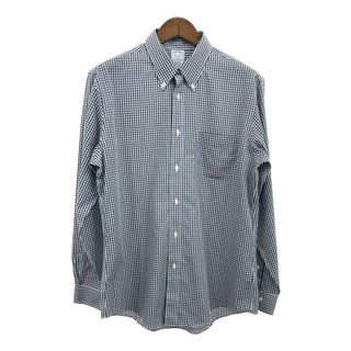 ブルックスブラザース(Brooks Brothers)のBrooks Brothers ブルックスブラザーズ ボタンダウン 長袖シャツ チェック ネイビー (メンズ L) 中古 古着 Q7344(シャツ)