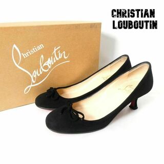 Christian Louboutin - 美品 クリスチャンルブタン スエード リボン ヒール ラウンドトゥ パンプス