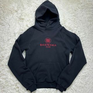 Balenciaga - 【美品】 18SS バレンシアガ　フロントロゴ　パーカー　プルオーバー　黒