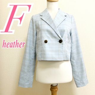 heather - ヘザー　ジャケット　F　ブルー　グレー　ホワイト　チェック　きれいめ