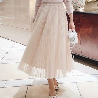 ザラ(ZARA)のENEU エヌー pleats tulle skirt プリーツチュールスカート(ロングスカート)