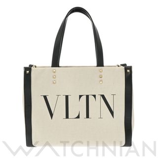 中古 ヴァレンティノ VALENTINO XW2B0H19FWB.EX9 レディース トートバッグ ベージュ/ブラック /ゴールド金具 レザー /キャンバス