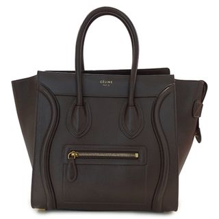 セリーヌ(celine)のセリーヌ CELINE バッグ レディース ブランド ハンドバッグ レザー ラゲージ マイクロショッパー  ダークブラウン ゴールド金具 167793SSA 10AN 手提げ 大きめ【中古】(ハンドバッグ)