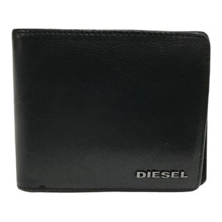 ディーゼル(DIESEL)のDIESEL ディーゼル 二つ折り財布 レザー ミニ財布 ブラック×金具シルバーカラー 【中古品】 22405K443(折り財布)