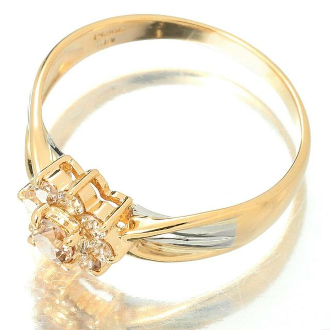 コンビカラー フラワーデザインリング ダイヤモンド 0.5ct K18 16号 新品仕上げ レディースのアクセサリー(リング(指輪))の商品写真