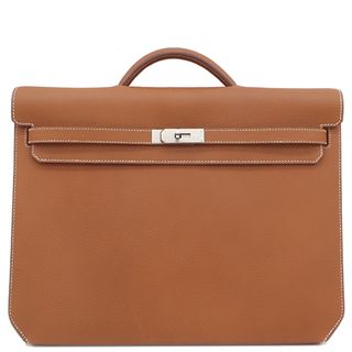 エルメス(Hermes)のエルメス HERMES ブリーフケース ケリーデペッシュ 36 トゴ ゴールド シルバー金具 茶 ビジネスバッグ  U刻印（2022年製） 【箱】【中古】(ビジネスバッグ)