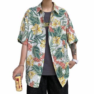 [Matreeglam] アロハシャツ メンズ レディース ビーチシャツ 花柄シ(その他)