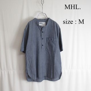 マーガレットハウエル(MARGARET HOWELL)のMHL. シャンブレー バンドカラー シャツ  プルオーバー 半袖 トップス M(シャツ)