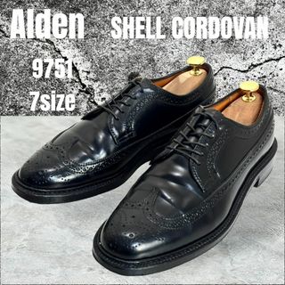 オールデン(Alden)の現行品☆極美品☆ALDEN ロングウィング シェルコードバン 9751 7D 黒(ドレス/ビジネス)