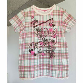 mezzo piano - メゾピアノ♡ミミちゃんエマちゃんマドラスチェックの半袖Tシャツ♡140㎝