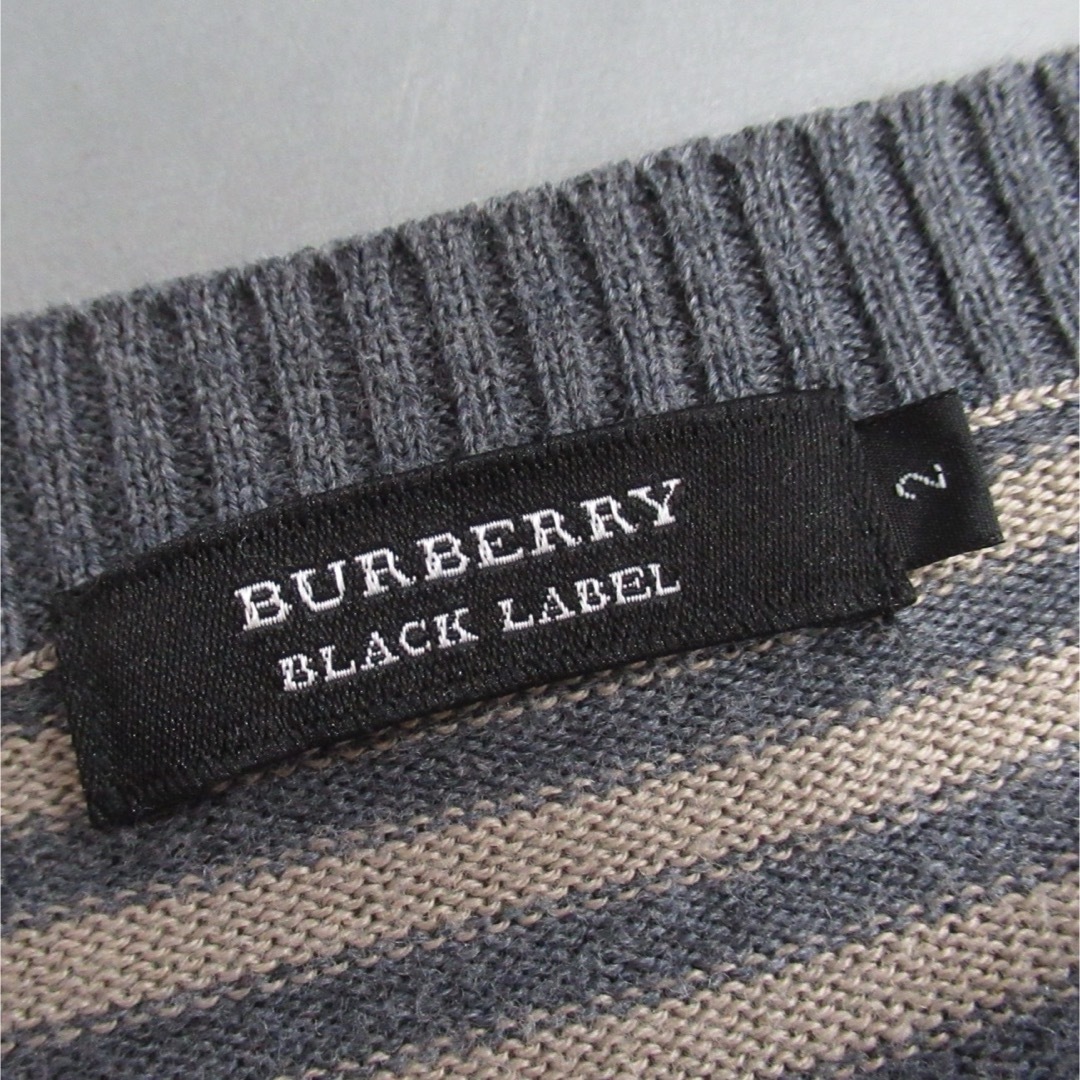 BURBERRY BLACK LABEL(バーバリーブラックレーベル)のBURBERRY BLACK LABEL ボーダー Vネック ニット セーター メンズのトップス(ニット/セーター)の商品写真