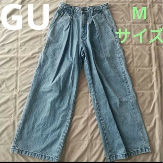 GU - GU　タックワイド　パンツ　デニム　ジーンズ　ワイドパンツ　ハイウエスト