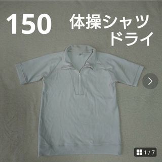 150  半袖  体操  シャツ  白  ファスナー  ドライ(Tシャツ/カットソー)