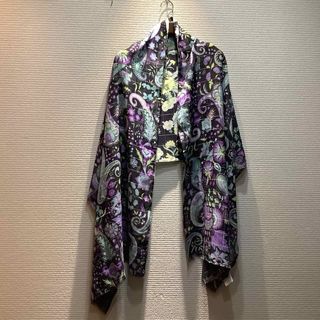 エトロ(ETRO)のエトロ ETRO フラワー柄 シルク ショール ブラック 【63x205cm】(マフラー/ショール)