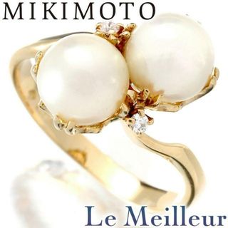 MIKIMOTO - ミキモト MIKIMOTO リング 2粒 アコヤ真珠 6.5mm ダイヤモンド K18 9号 新品仕上げ