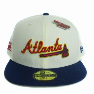 ニューエラー(NEW ERA)のニューエラ 美品 ベースボールキャップ Atlanta 59FIFTY 白 L (キャップ)